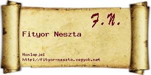Fityor Neszta névjegykártya